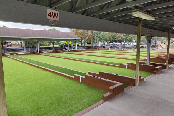 Charlotte Bocce Ball Game using artificial grass
